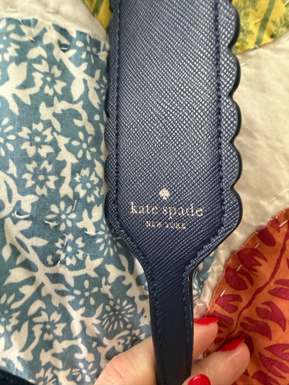 Kate Spade Blue and White Embroidered Floral Adjustable Strap Blue Vase - Picture 11 of 13